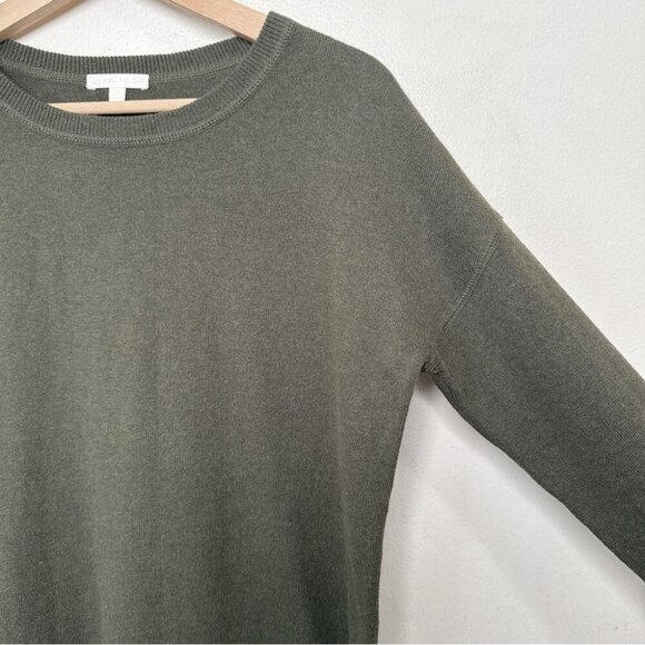 Lisa Todd Womens Small Cashmere Crew Neck Striped Dark Green Sweater - Picture 6 of 15
